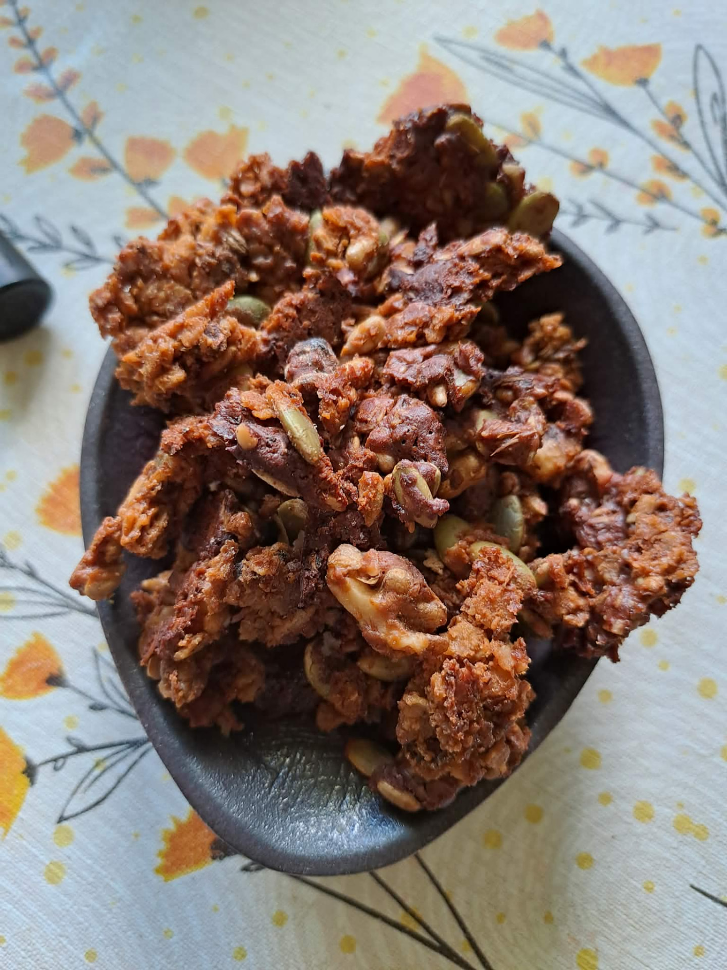 Granola clusters baked with upcycled fermented spent grain